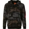 Billig 🛒 ALPHA INDUSTRIES Hoodie X-Fit Camo 158321C/125 Baumwolle, Camouflage, Schwarz ⌛