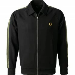 Bester Verkauf ⭐ Fred Perry Strickjacke J2537/102 Trainingsjacke, Mikrofaser, Schwarz 💯