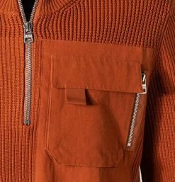 Brandneu 😍 HUGO Pullover Squato 50456043/229 Troyer, Baumwolle-Schurwolle, Rost 🥰 -Pullover & Strickjacken Verkäufe 377528 norm3