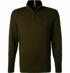 Blitzangebot ✔️ Tommy Hilfiger Troyer MW0MW12983/GYY Pima Baumwolle-Kaschmir, Dunkelgrün 🛒 -Pullover & Strickjacken Verkäufe 378140 norm