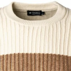 Billig ✨ HACKETT Pullover HM702714/0AA Merinowolle-Kaschmir, Creme-braun, Creme-braun-navy 🛒 -Pullover & Strickjacken Verkäufe 378237 norm2
