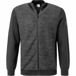 Billig 🔔 bugatti Strickjacke 7600/85554/280 Wolle, Anthrazit meliert, Anthrazit ⌛