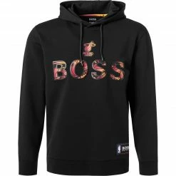 Bester Verkauf 🌟 BOSS Hoodie WBounce 50461971/008 NBA Capsule Kollektion, Baumwolle, Schwarz, Schwarz-orange 🔥