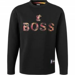 Billig 🎉 BOSS Sweatshirt Windmill 50461981/008 NBA Capsule Kollektion, Baumwolle, Schwarz, Schwarz-orange ✔️