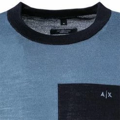 Brandneu 😀 ARMANI EXCHANGE Pullover 6KZM1M/ZMS8Z/55AB Merinowolle, Navy 🔔 -Pullover & Strickjacken Verkäufe 378379 norm2