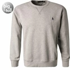 Coupon 💯 Polo Ralph Lauren Sweatshirt 711766772/007 Big&Tall, Baumwolle, Hellgrau meliert, Grau 🌟