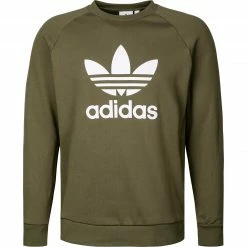 Brandneu 💯 adidas ORIGINALS Trefoil Crew focoli-white H06652 Sweatshirt, Baumwolle, Grün 🎁