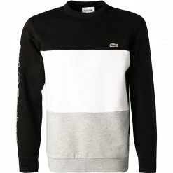 Besorgen 👏 LACOSTE Pullover SH6904/NUA Sweatshirt, Baumwolle, Schwarz, Schwarz-grau-weiß 🌟