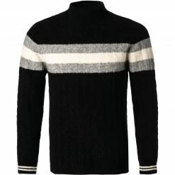 Angebote 😀 DANIELE FIESOLI Pullover 0097/13 Stehkragenpullover, Merinowolle, Schwarz 😍