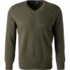 Schlussverkauf 👏 Cipriani V-Pullover BL40/1210/117055 Reines Kaschmir, Khaki meliert, Khaki 🥰