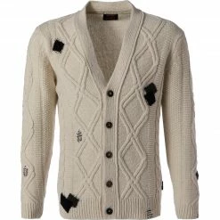 Aktion 💯 BOB Cardigan MANFRED R000112/panna Strickcardigan, Wolle-Alpaka, Ecru ⭐
