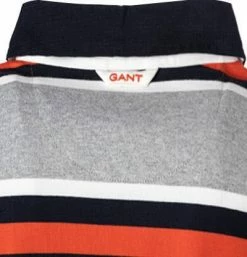 Brandneu ❤️ Gant Rugbyshirt 2005068/93 Baumwoll-Jersey, Grau-navy gestreift, Grau-navy-orange 🔥 -Pullover & Strickjacken Verkäufe 380077 norm4