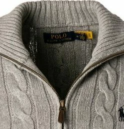 Bester Verkauf ✨ Polo Ralph Lauren Pullover 710810841/002 Troyer, Baumwolle, Grau 🤩 -Pullover & Strickjacken Verkäufe 380092 norm2