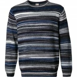 Brandneu ✔️ bugatti Pullover 7400/85534/370 Wolle, Blau-grau, Blau-grau-weiß 🎁