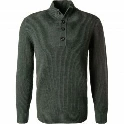 Auslauf ⌛ Maerz Pullover 446600/268 Troyer, Schurwolle, Moosgrün meliert, Moosgrün 🛒