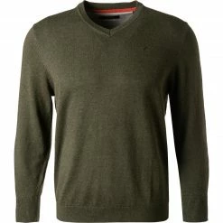 Neu 😍 Daniel Hechter V-Pullover 65020/112805/560 Regular Fit, Baumwolle, Dunkelolivgrün meliert, Dunkeloliv 🛒