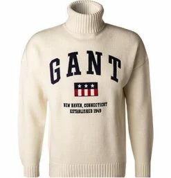 Coupon 😉 Gant Pullover 8070013/130 Rollkragenpullover, Wolle, Creme 👏 -Pullover & Strickjacken Verkäufe 381367 norm