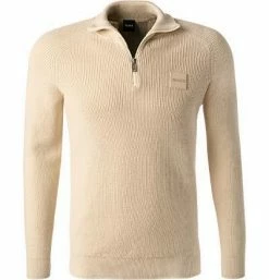 Neu ✔️ BOSS Troyer Knorsey 50459172/131 Baumwolle, Creme 👍 -Pullover & Strickjacken Verkäufe 381762 norm