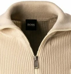 Neu ✔️ BOSS Troyer Knorsey 50459172/131 Baumwolle, Creme 👍 -Pullover & Strickjacken Verkäufe 381762 norm2