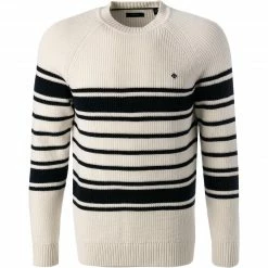 Budget 🌟 Gant Pullover 8040106/113 Bio Baumwolle, Weiß-navy gestreift, Weiß-navy 😉