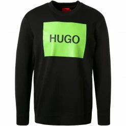 Billig 🥰 HUGO Sweatshirt Duragol 50463314/005 Baumwolle, Schwarz, Schwarz-grün ❤️