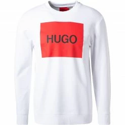 Brandneu 🧨 HUGO Sweatshirt Duragol 50463314/100 Baumwolle, Weiß, Weiß-rot ✨
