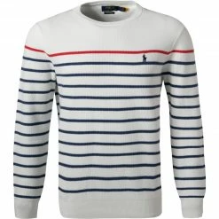 Coupon ✨ Polo Ralph Lauren Pullover 710857758/001 Pima Baumwolle, Weiß gestreift, Weiß 🛒