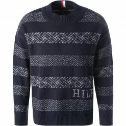 Aktion ✨ Tommy Hilfiger Pullover MW0MW21309/0GY Wolle-Baumwolle, Dunkelblau gestreift, Nachtblau 😀