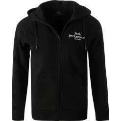 Rabatt 🥰 Peak Performance Sweatjacke G77265/080 Baumwolle, Schwarz 😉